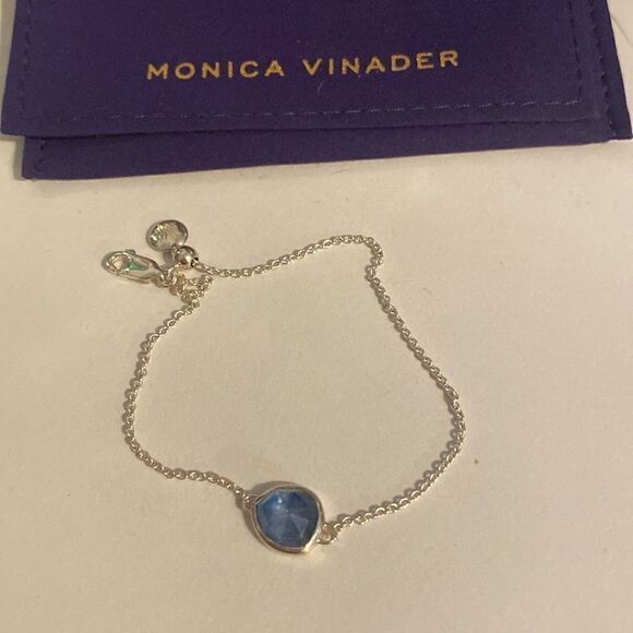 Monica Vinader Siren Fine Chain Bracelet Sterling Silver - Kyanite - Picture 3 of 7